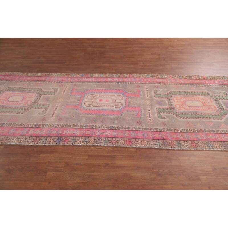 Hand Knotted Oriental 100% Wool Carpet Traditional Tribal Beige & Ivories Meshkin Runner Rug - 10' 5'' X 4' 3''