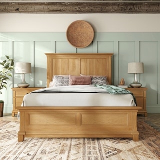 Furniture of America Wellington Farmhouse Natural Oak Solid Wood Kids Panel Bed
