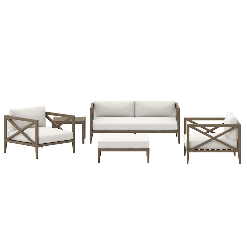 Northlake 5-Piece Outdoor Patio Teak Wood Furniture Set