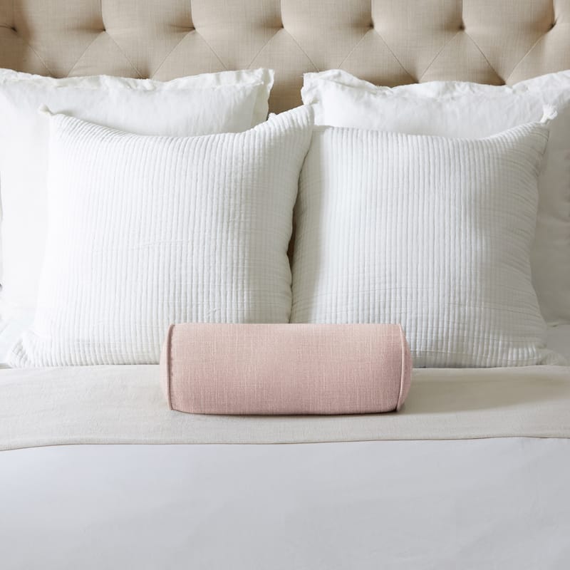 Sorra Home Corded Linen Texture Bolster Pillow - 6 in H x 16 in W x 6 - Blush