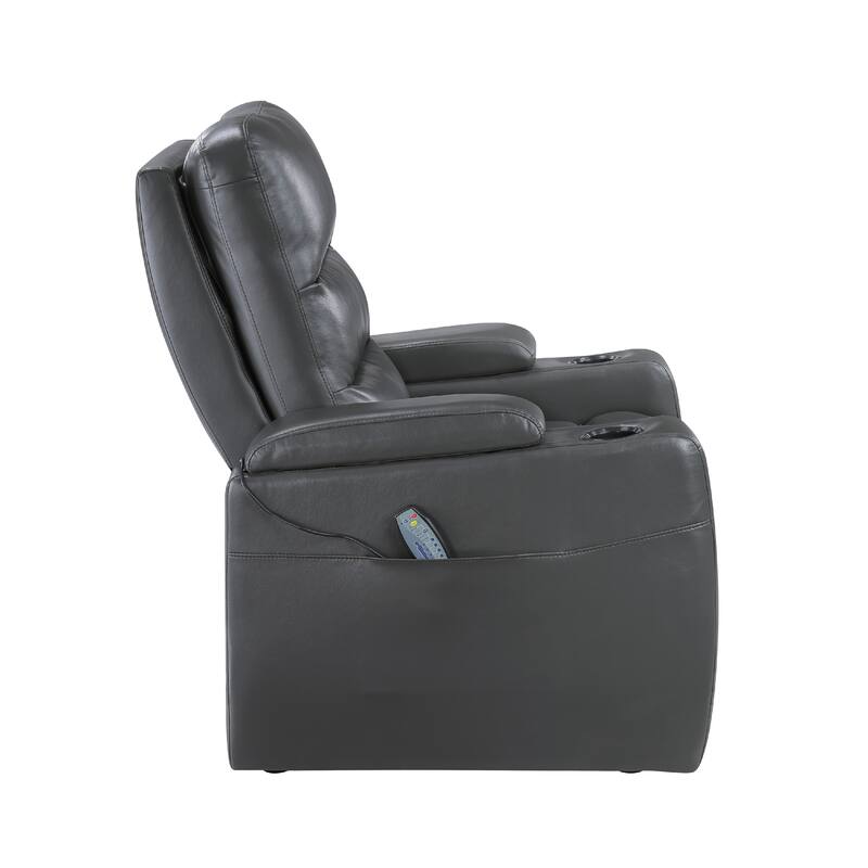 Power Recliner Chair with Heat and Massage, Dark Gray Faux Leather