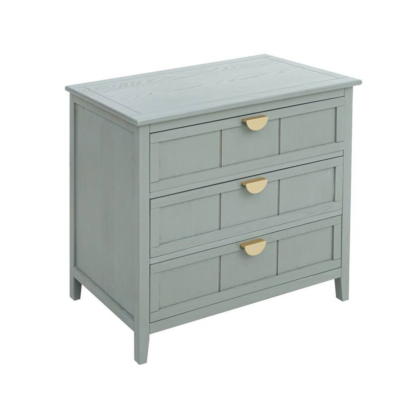 American Style 3-Drawer Vertical Chest Cabinet with Golden Handle for bedroom, living room