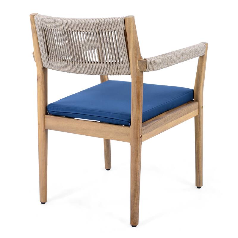 Christopher Knight Home - Franky Acacia Outdoor 5 Piece Dining Set with Rope and Cushion