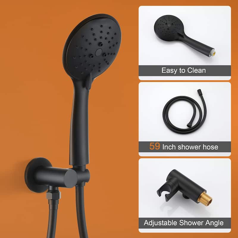 5-Spray Patterns with 9/10/12-in Wall Mount Dual Shower Heads