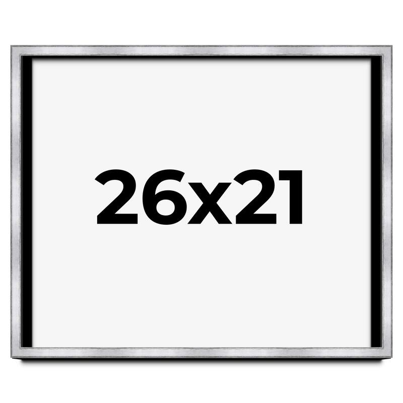 26x21 Shadow Box Frame Silver | 1.375 Inches Deep Real Wood