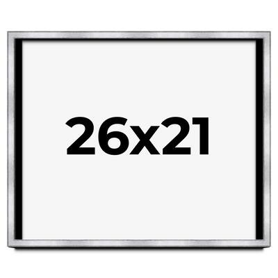 26x21 Shadow Box Frame Silver | 1.375 Inches Deep Real Wood