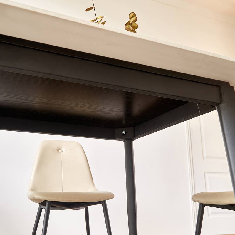 Rectangular Dining Table, Table Kitchen Table with Porcelain Table Top and Metal Legs, Dining Room Table for 4