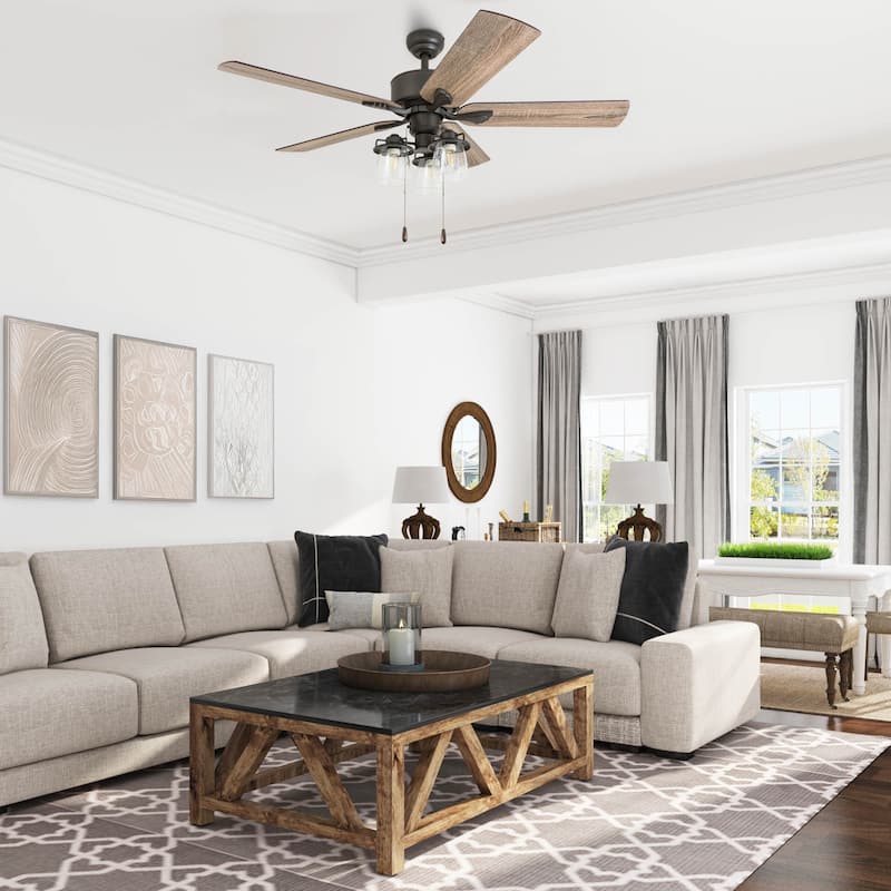 The Gray Barn Wildroot Farmhouse 52-inch Aged Bronze LED Ceiling Fan