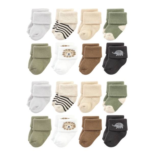 slide 1 of 1, Hudson Baby Cotton Rich Baby Terry Socks 16-Pack, Brave Lion 0-6 Months - Brave Lion