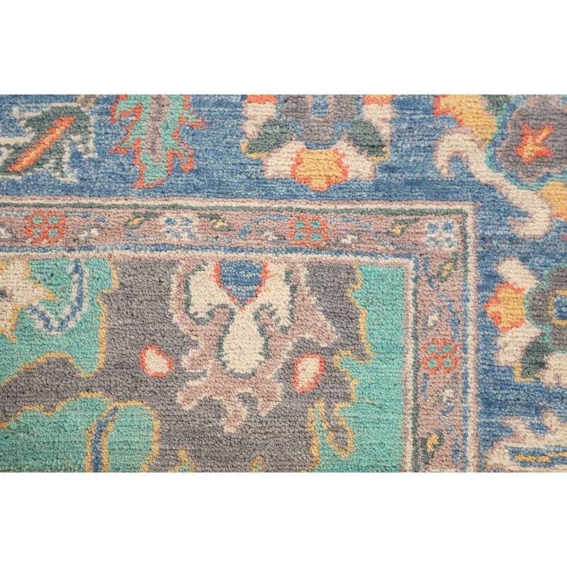 Turquoise Green Kazak Oriental Area Rug Hand-Knotted Wool Carpet - 3'11"x 5'10"