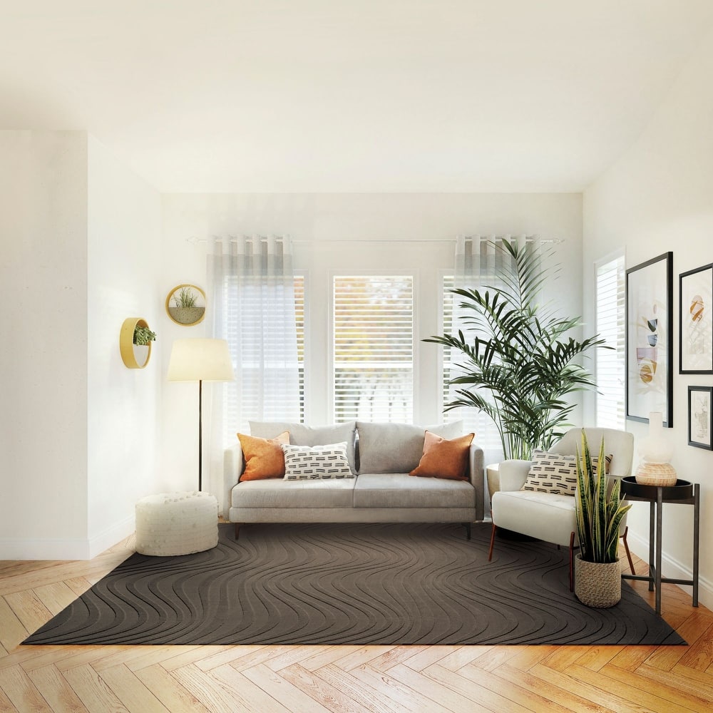 Gertmenian Vida Lomira Soft Polyester High-Low Carved Non-Slip Shag Indoor Area Rug