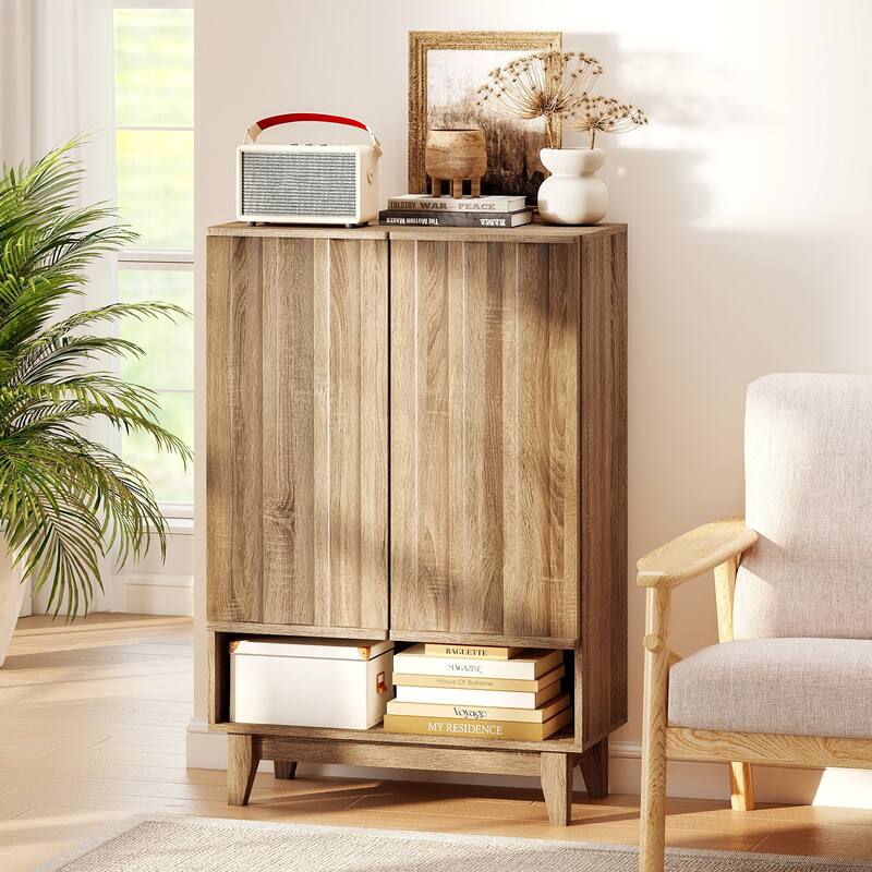 Gymax Shoe Cabinet 6-Tier Shoe Storage Organizer w/2 Fluted Doors 3