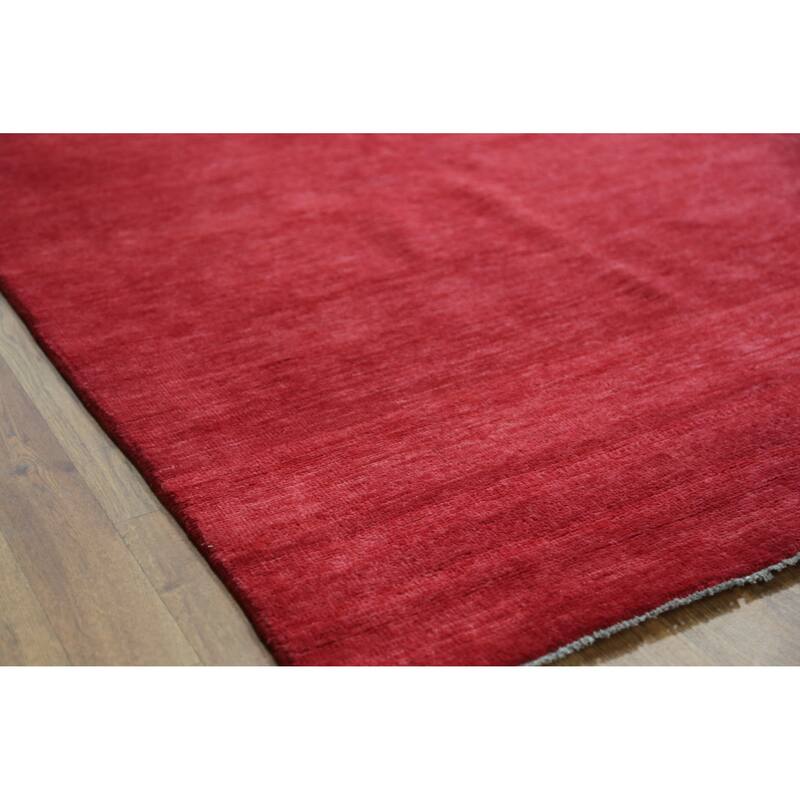 Hand Knotted Oriental 100% Wool Carpet Modern Solid Red Gabbeh Area Rug - 11' 11'' X 8' 9''