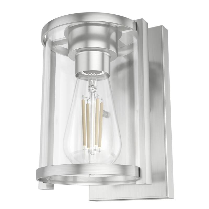 Hunter Astwood 1-Light Wall Sconce, Clear Glass, Damp-Rated, Bath or Hall Light - Contemporary, Transitional, Art-Deco