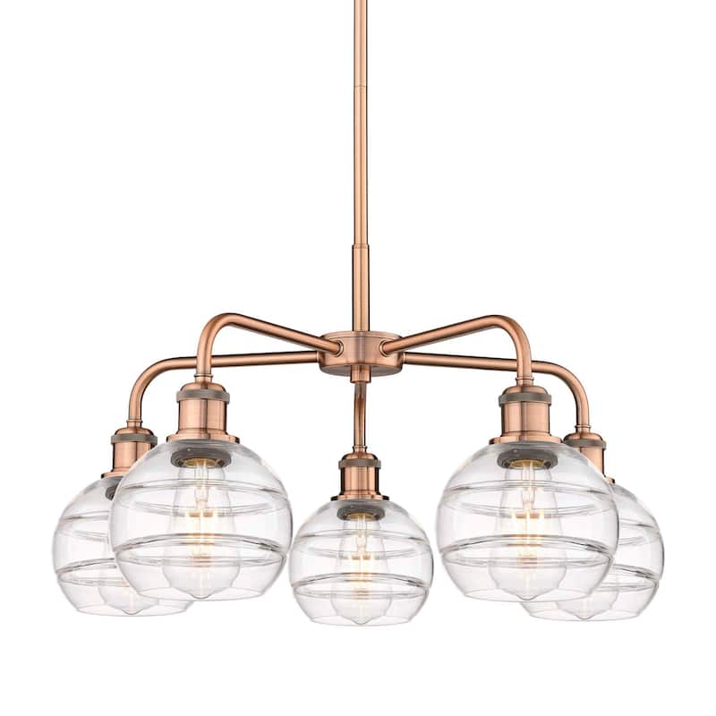 Innovations Lighting 516-5CR-14-24 Rochester Chandelier Rochester 5 - Antique Copper / Clear