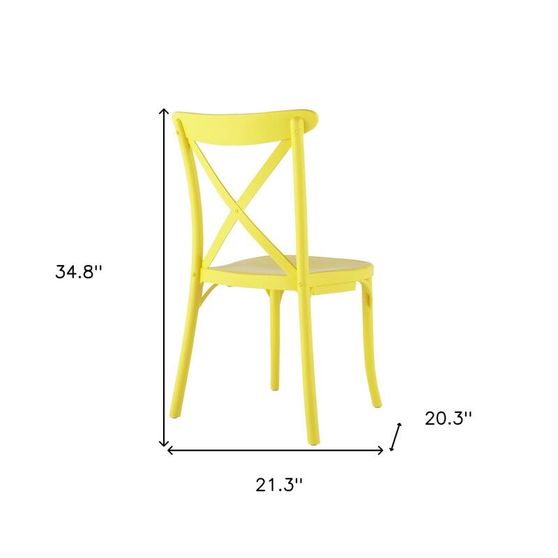HomeRoots Set of Two Yellow Heavy Duty Plastic Outdoor Dining Chairs