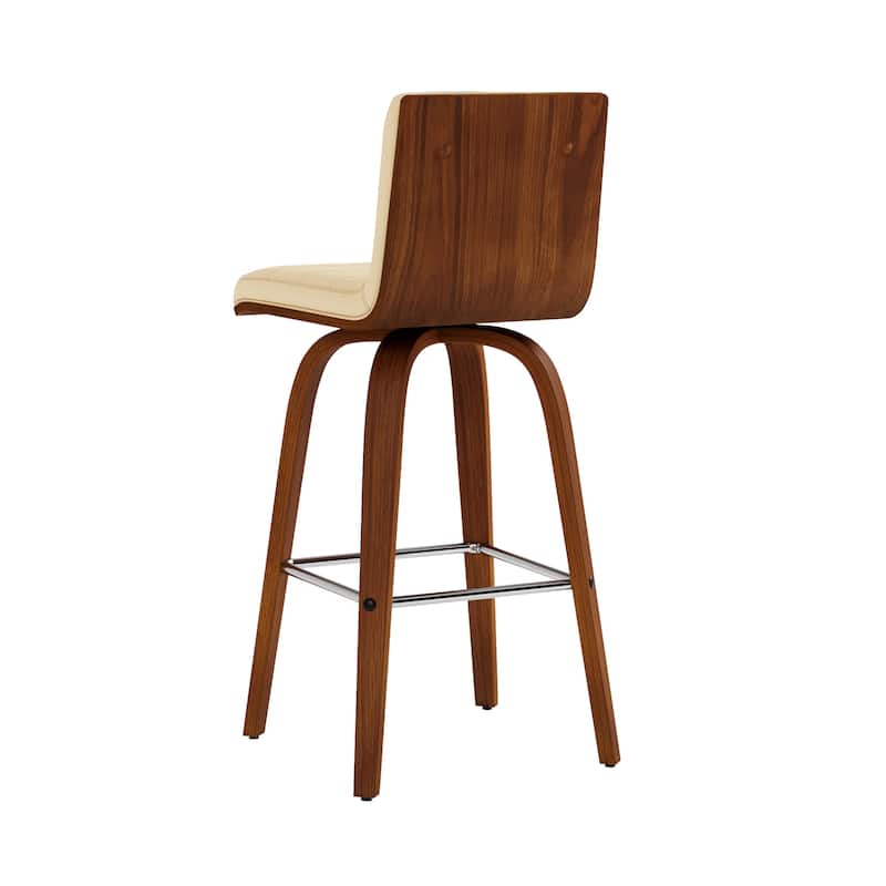 Skara Mid-Century Swivel Counter Stool, Upholstered Counter Height Chair with Bentwood Legs