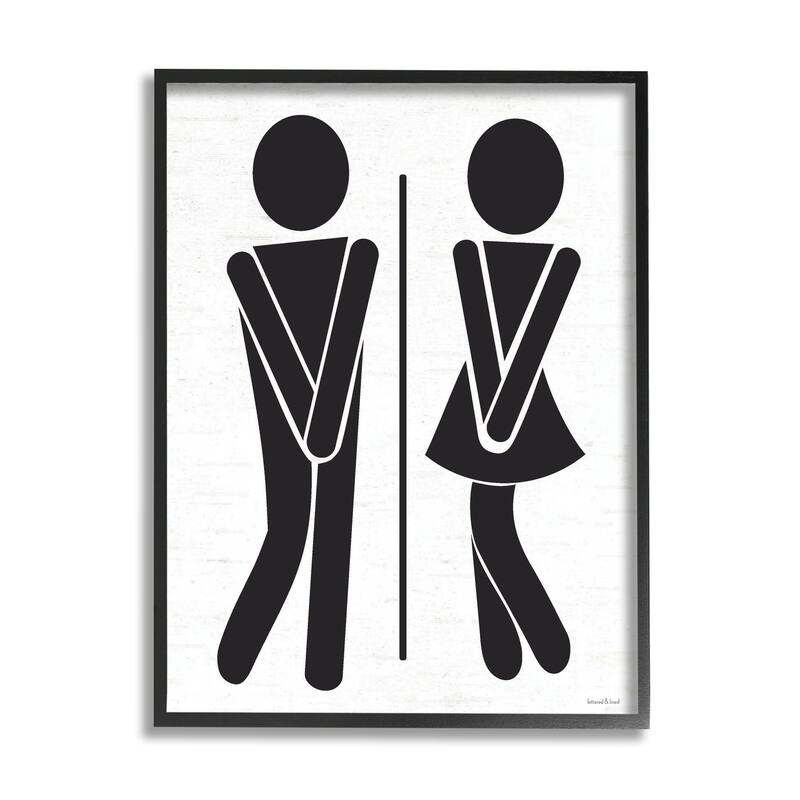 Stupell Bathroom Sign Genders Got to Go Stance Figures Framed Wall Art - Black