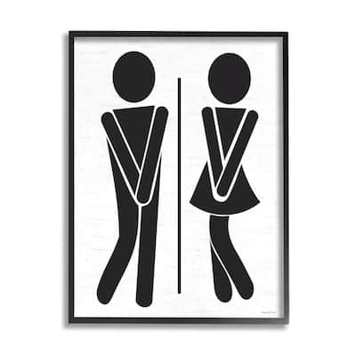 Stupell Bathroom Sign Genders Got to Go Stance Figures Framed Wall Art - Black