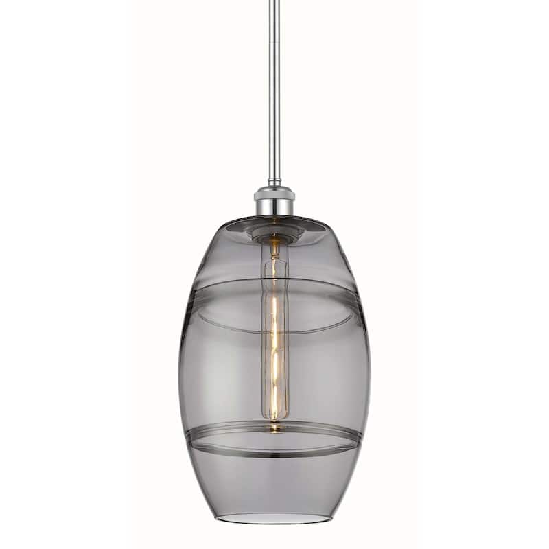 Innovations Lighting 516-1S-10-8 Vaz Pendant Vaz 8" Wide Mini Pendant - Polished Chrome / Light Smoke