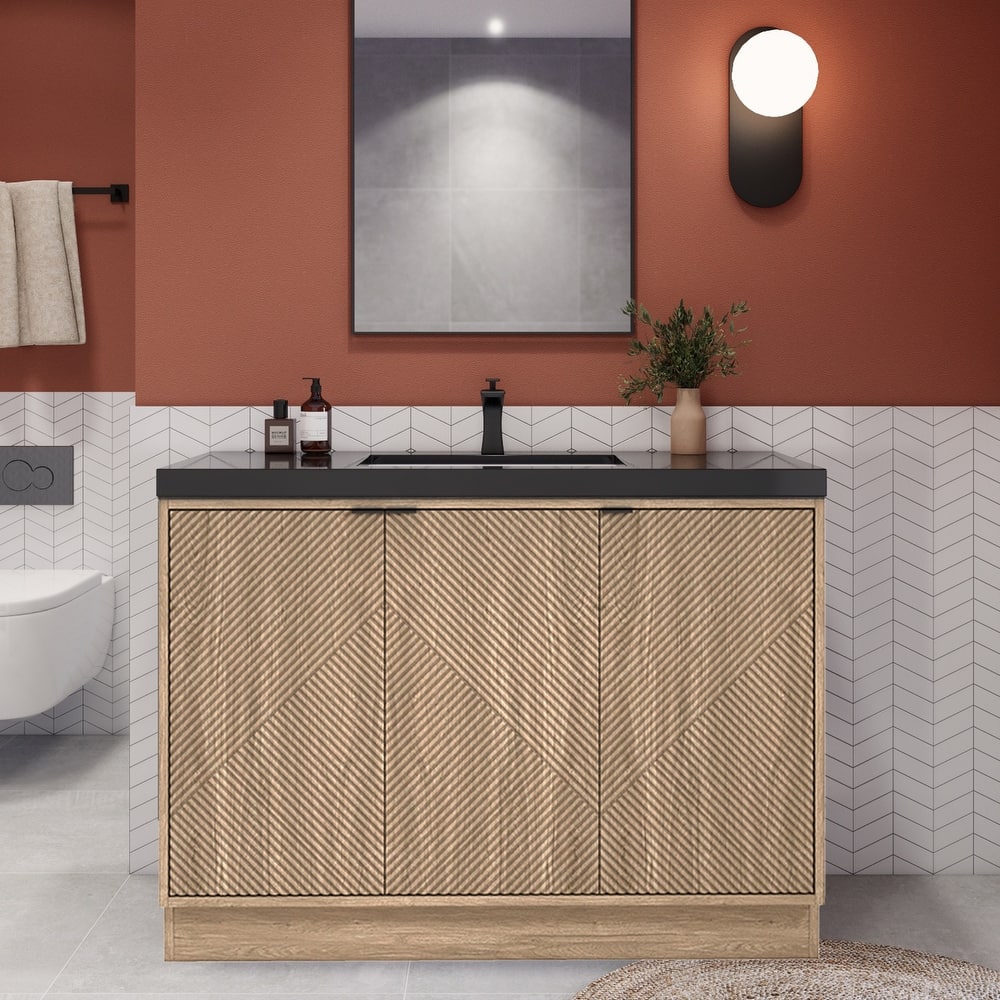 Milano 48" Freestanding Bathroom Vanity with Black Acrylic Sink