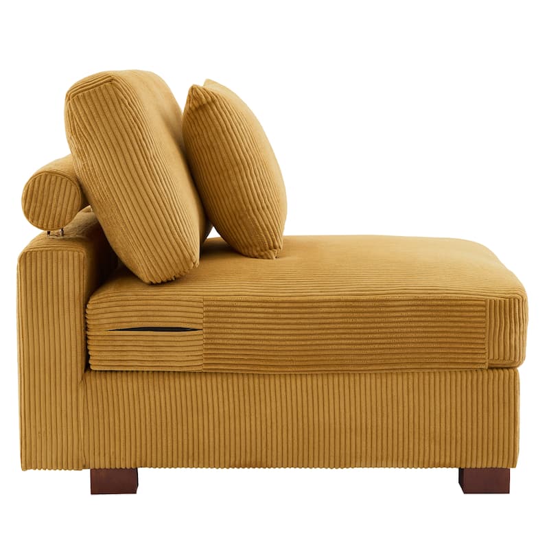 Corduroy Couch Modular Sectional Sofa with Pillows