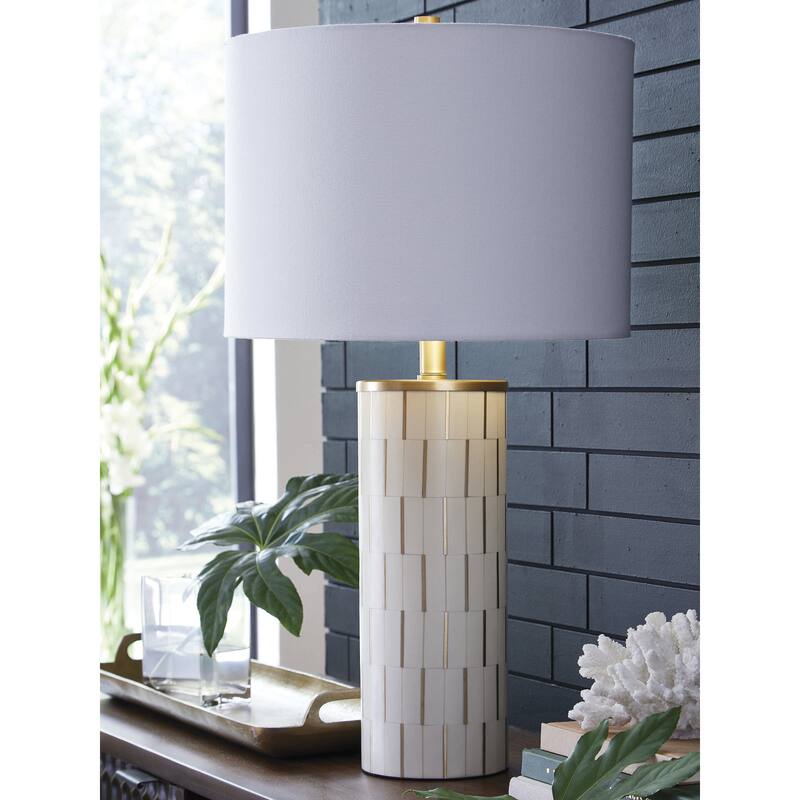 Signature Design by Ashley Faridworth White/Gold Table Lamp - 16" W x 16" D x 30" H
