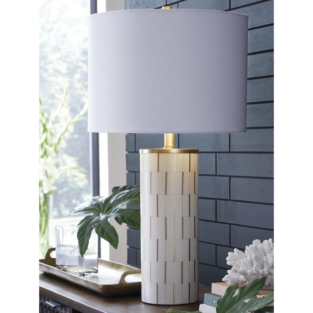 Signature Design by Ashley Faridworth White/Gold Table Lamp - 16" W x 16" D x 30" H