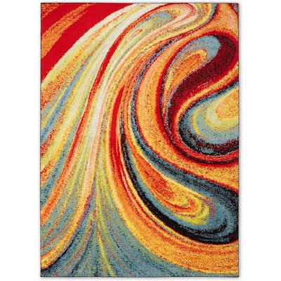 Home Dynamix Splash Adja Abstract Rainbow Swirl Area Rug