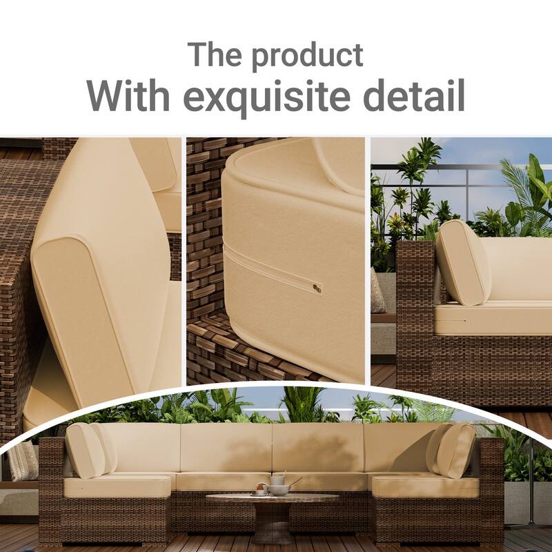 14-Piece Patio Furniture Sofa Cushions, 6-Seater Outdoor Cushion Set (Only Include Cusions，Not Sofa） - 25.6*25.6*4in