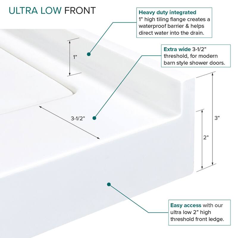Transolid FSL6032L 60" x 32" Rectangular Shower Base with Single