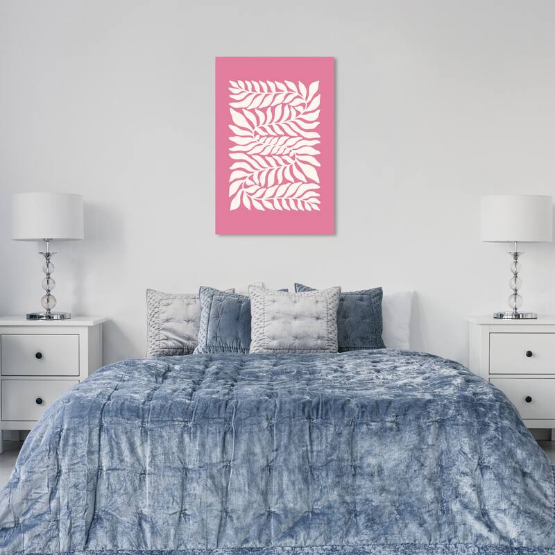 Wynwood Studio Canvas Floral and Botanical Ferns in Harmony Pink and Ivory Modern & Contemporary Wall Art Canvas Print - 24 x 36
