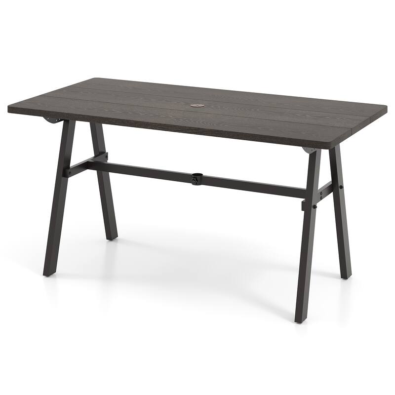 Gymax 59'' x 29.5'' Rectangle Rustproof Patio Dining Table w/ 1.93''