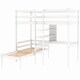 preview thumbnail 12 of 12, Convertible Loft Bed with L-Shape Desk, Twin Bunk Bed with Shelves, Ladder, and Foldable Lower Bed, Space-Saving Design, White