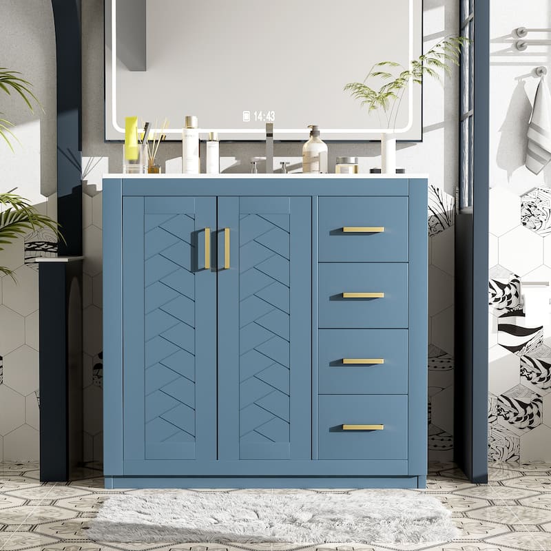 GDFStudio - Rines Modern Freestanding Bathroom Vanity with 3 Drawers & Soft Closing Doors - 36"W