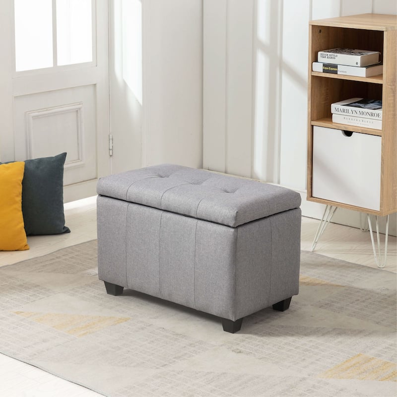 Porthos Home Vivi Fabric Flip Top Storage Bench - Grey