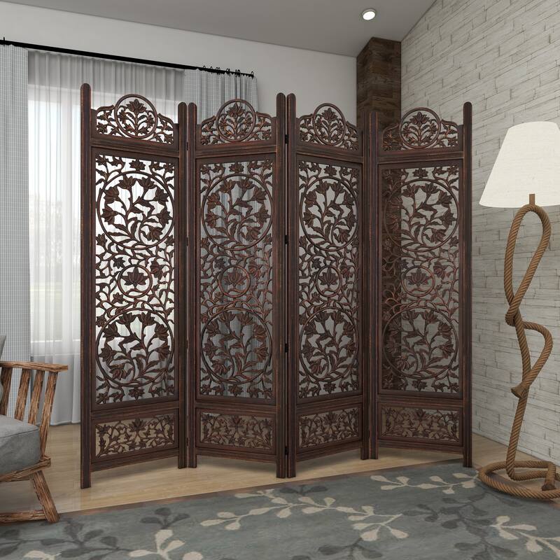 Brown MDF Traditional Room Divider Screen 72 x 80 x 1