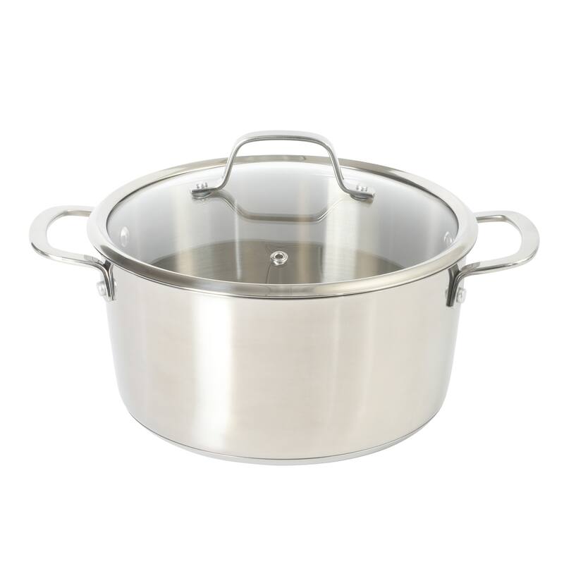 Sur La Table Kitchen Essentials 3-Piece 5.3-Quart Stainless Steel Dutch Oven with Steamer Insert & Glass Lid