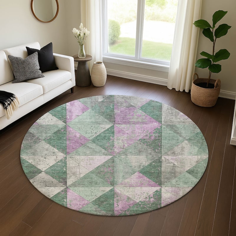 Premium Washable Super Soft Diamond Mosaic Mayfield Rug - Sage - 8' x 8'