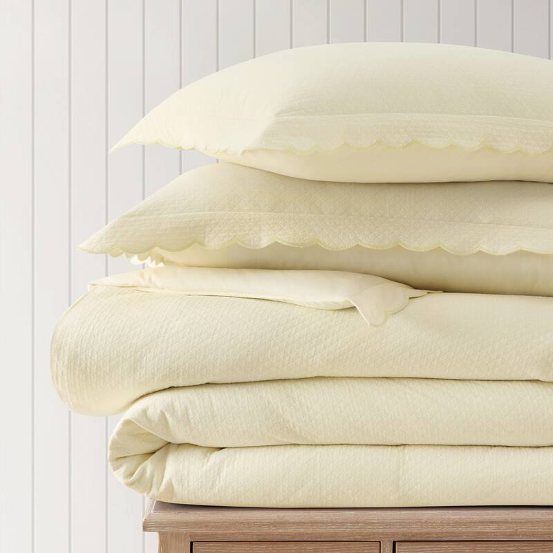 Martha Stewart Signature Scallop Solid Duvet Cover Set