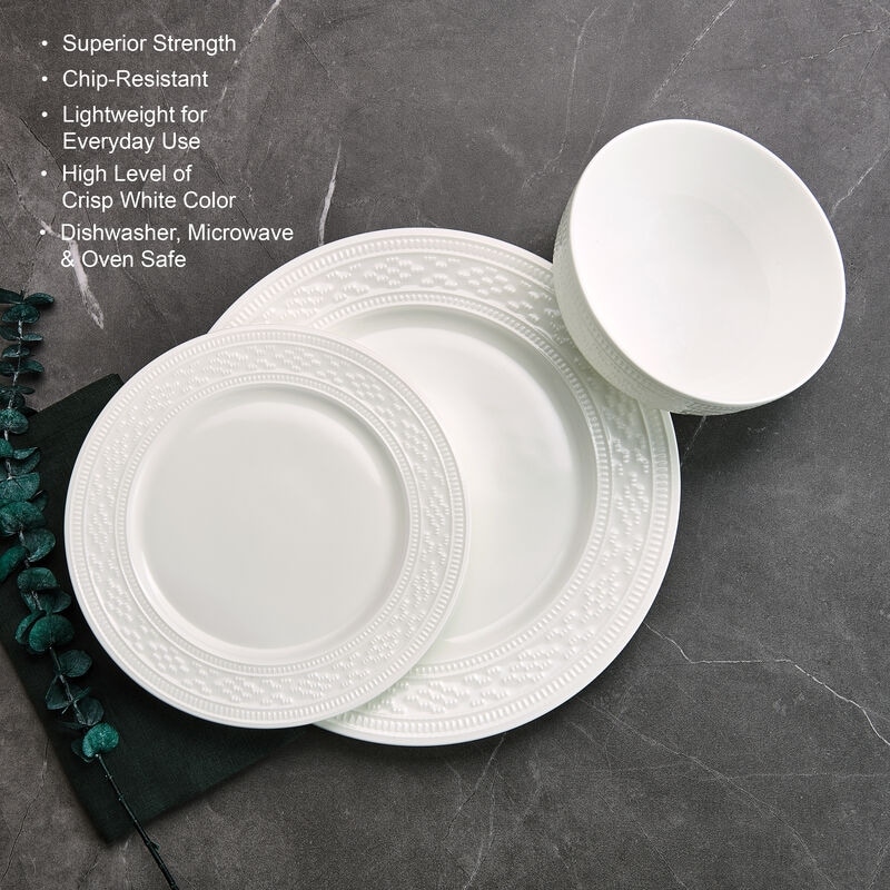 Mikasa Haven 12PC Dinnerware Set Service for 4 White 12 Piece