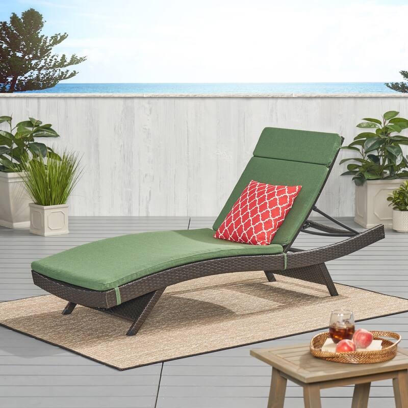 Salem Outdoor Wicker Adjustable Chaise Lounge with Cushion by Christopher Knight Home