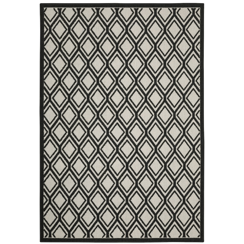 Saintes Beige Black Geometric Outdoor Casual Area Rug