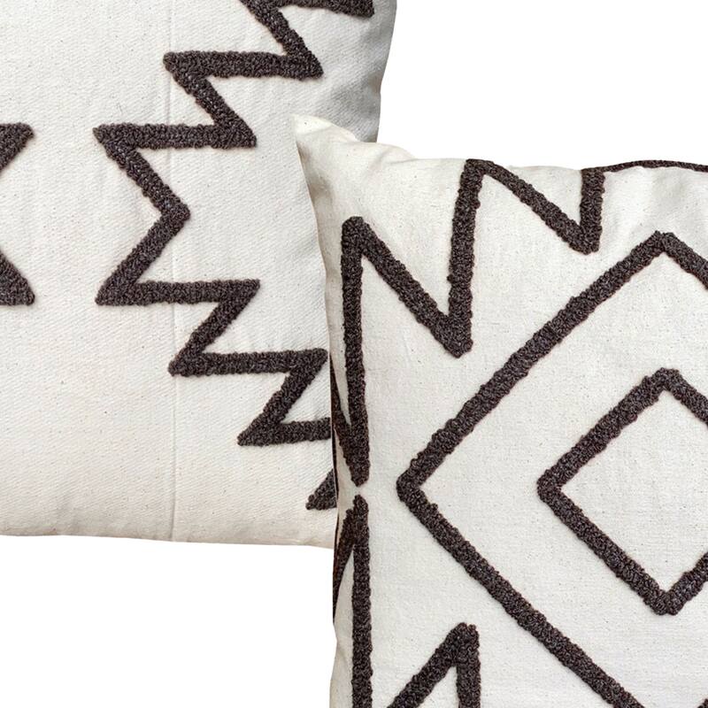 17 x 17 Inch 2 Piece Square Cotton Accent Throw Pillow Set with Modern