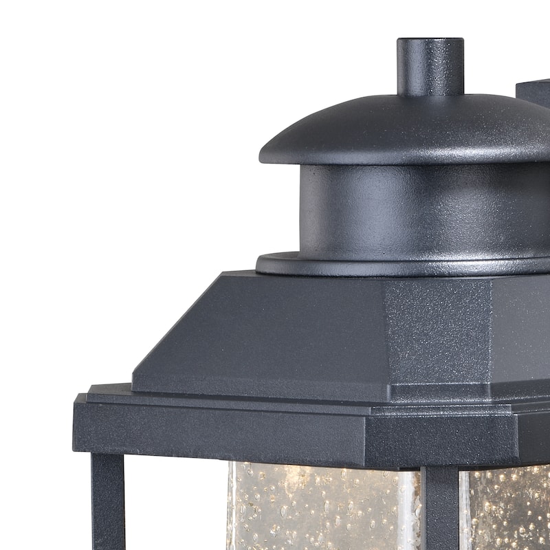 Freeport Aluminum 1 Light LED Dusk to Dawn Black Outdoor Wall Lantern Clear Glass - 7.25-in W x 13.5-in H x 8-in D