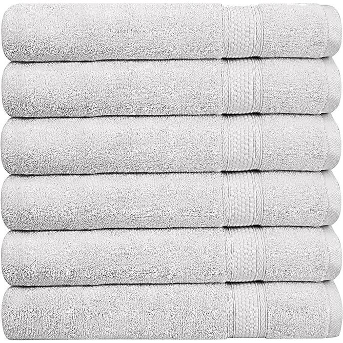A1HC Hand Towel 6 Piece Set, 500 GSM Duet Technology 100% Ring Spun Cotton, Ultra Soft, Quick Dry, (16"x28")
