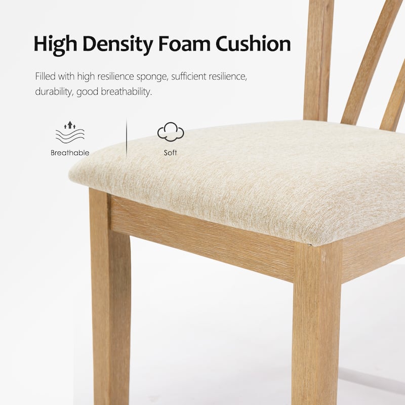 Dining Chairs Set of 2, Rubberwood Legs with Adjustable Glides, 23"H Chairs, KD Packing, Weight 250 lbs, Easy Clean