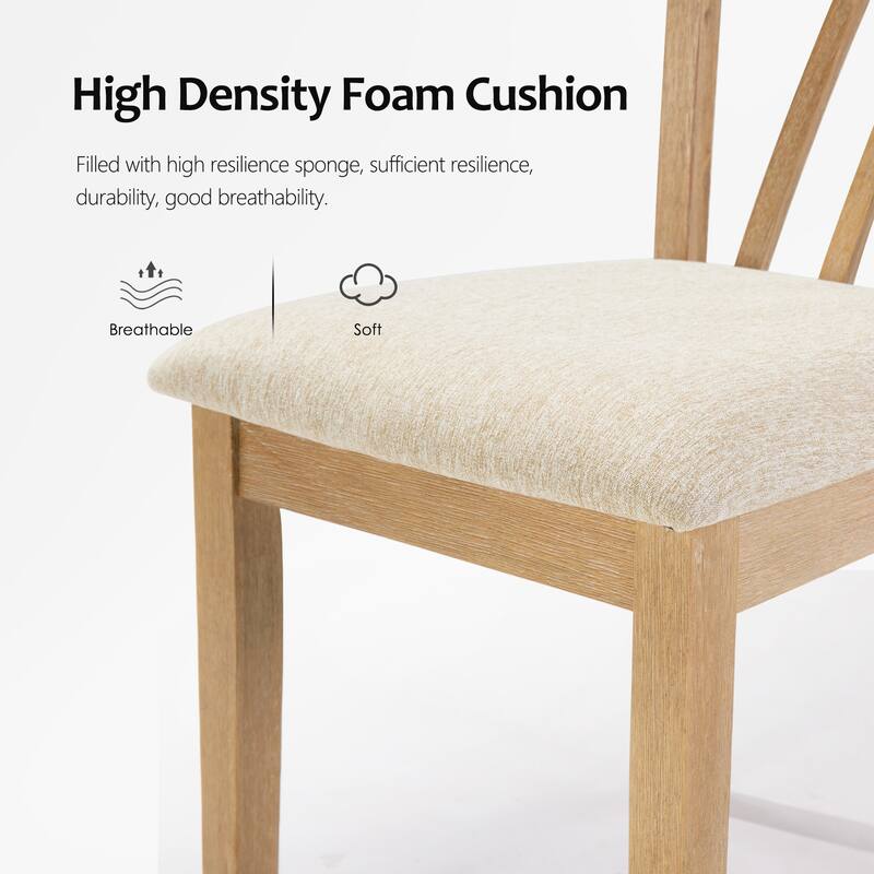 Upholstered Dining Chairs Set of 2, Open Back Wooden Kitchen Chairs, Dining Chairs with Padded Seat and Wood Legs