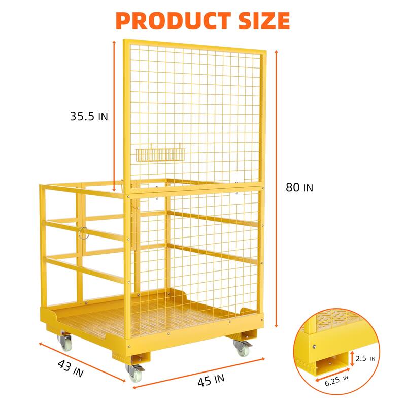 Forklift Safety Cage, 36"x36" Forklift Man Basket Foldable Forklift Work Platform with Double Chain Guardrail for Aerial Work