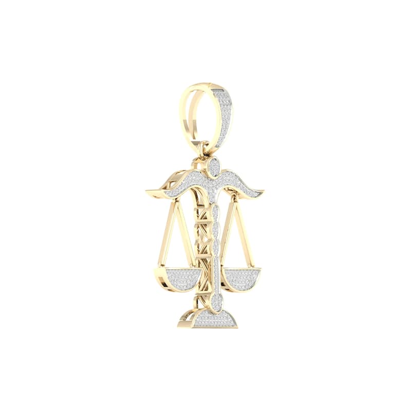 1/2ct TDW Diamond Scales of Justice Pendant in 10k Gold for Men